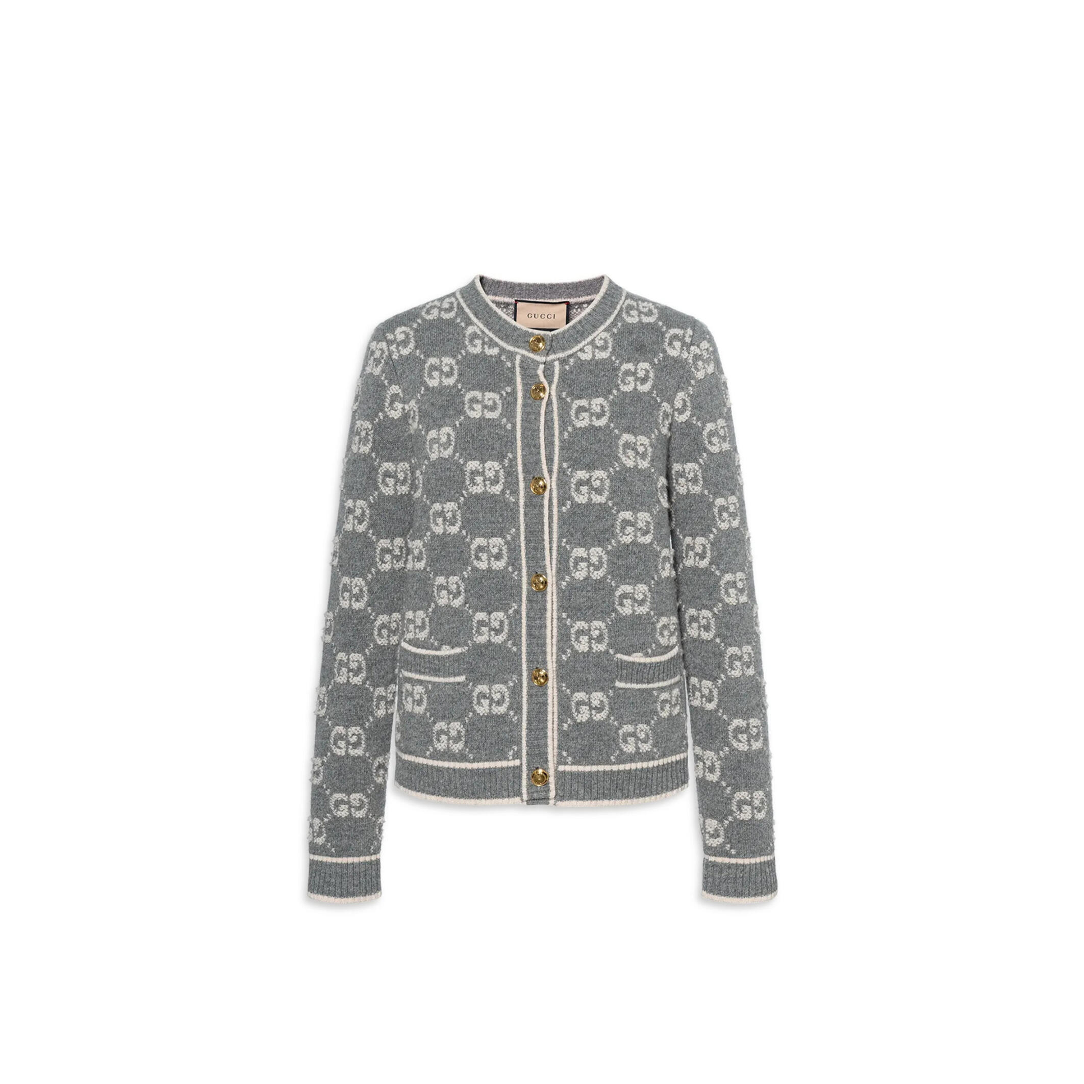 GUCCI WOOL JACQUARD KNIT CARDIGAN 713300